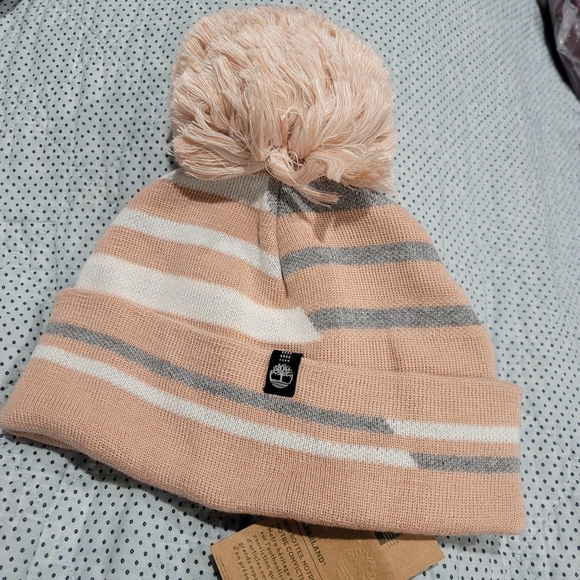 timberland logo pom pom knit hat nwt - Picture 2 of 2